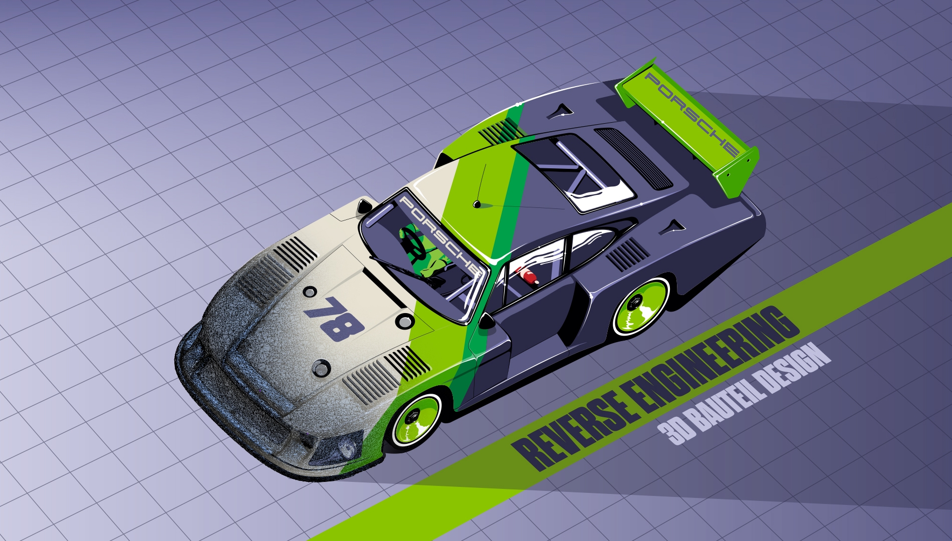 GBROTEC Reverse Engineering 3D Bauteil Design Porsche 935 Solidworks Blender Render Dienstleister Dienstleistung CAD Engineering